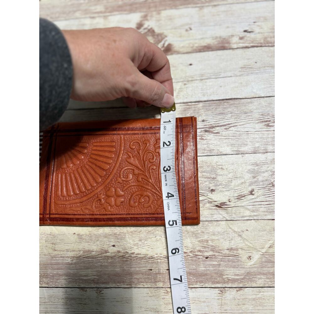 Vintage Hand Tooled Brown Leather Wallet Billfold - Picture 8 of 8